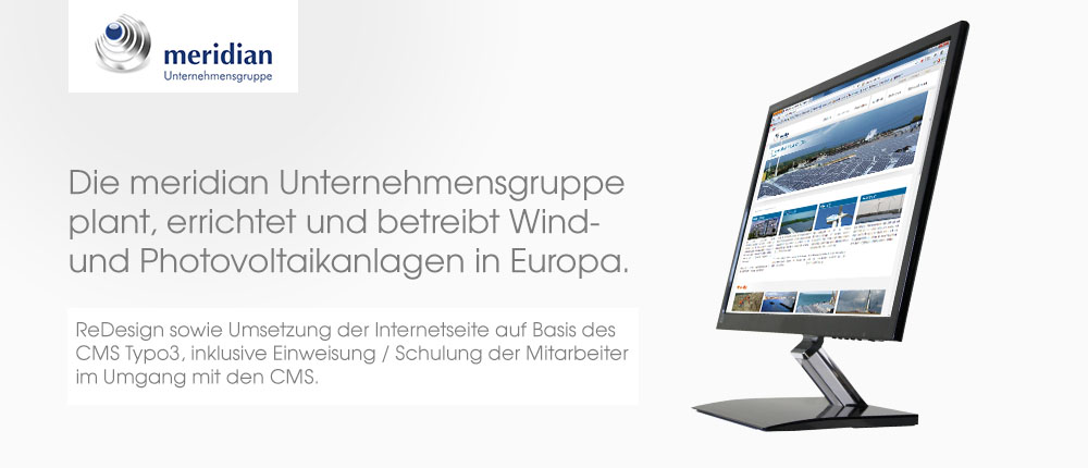 Referenz: Internetseite in Typo3 für Meridian Energy GmbH